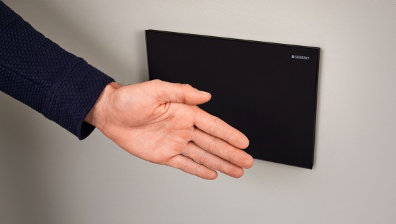 Geberit Sigma80 touchless actuator plate in a square design Geberit Sigma80 touchless actuator plate in a square design