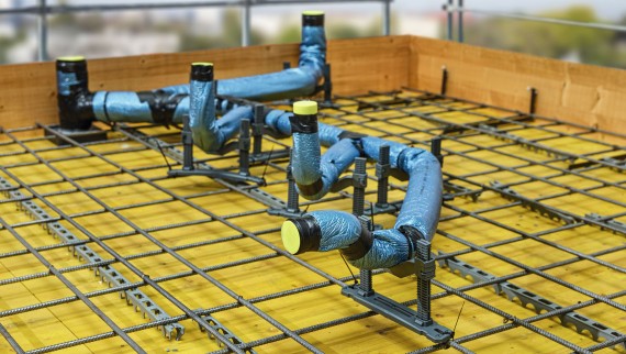 Utilisation de Geberit Silent-db20 dans des dalles en béton avec une aide à l’insertion Utilisation de Geberit Silent-db20 dans des dalles en béton avec une aide à l’insertion