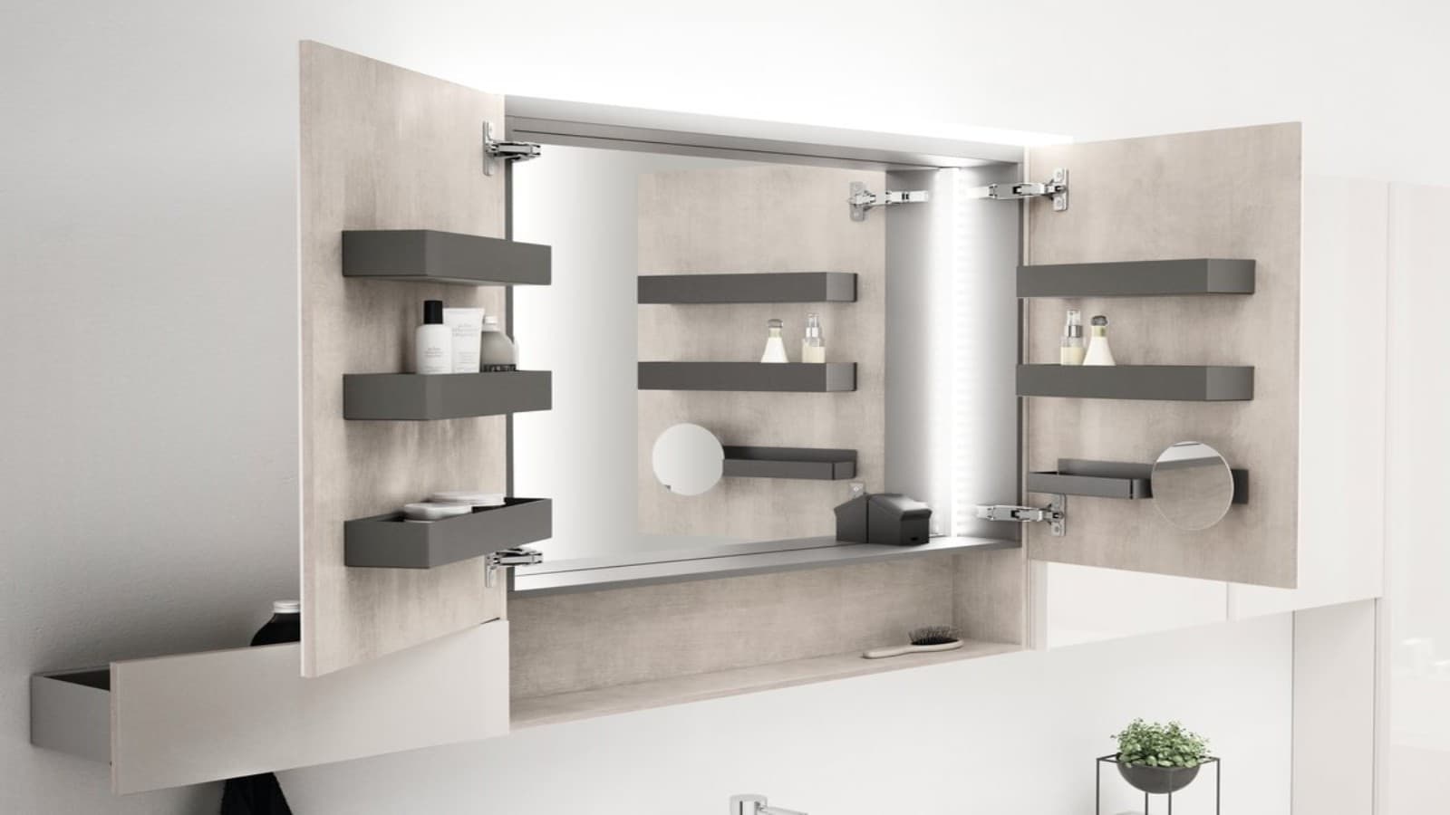 Acanto mirror cabinet with storage boxes Acanto mirror cabinet with storage boxes
