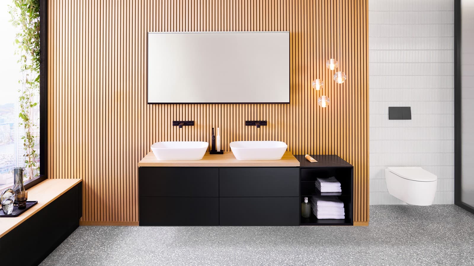 Geberit ONE bathroom with lay-on washbasin (© Geberit) Geberit ONE bathroom with lay-on washbasin (© Geberit)