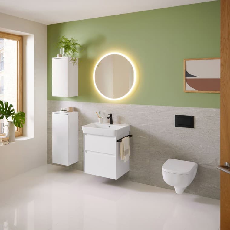 Geberit Acanto vanity unit with tall cabinet Geberit Acanto vanity unit with tall cabinet