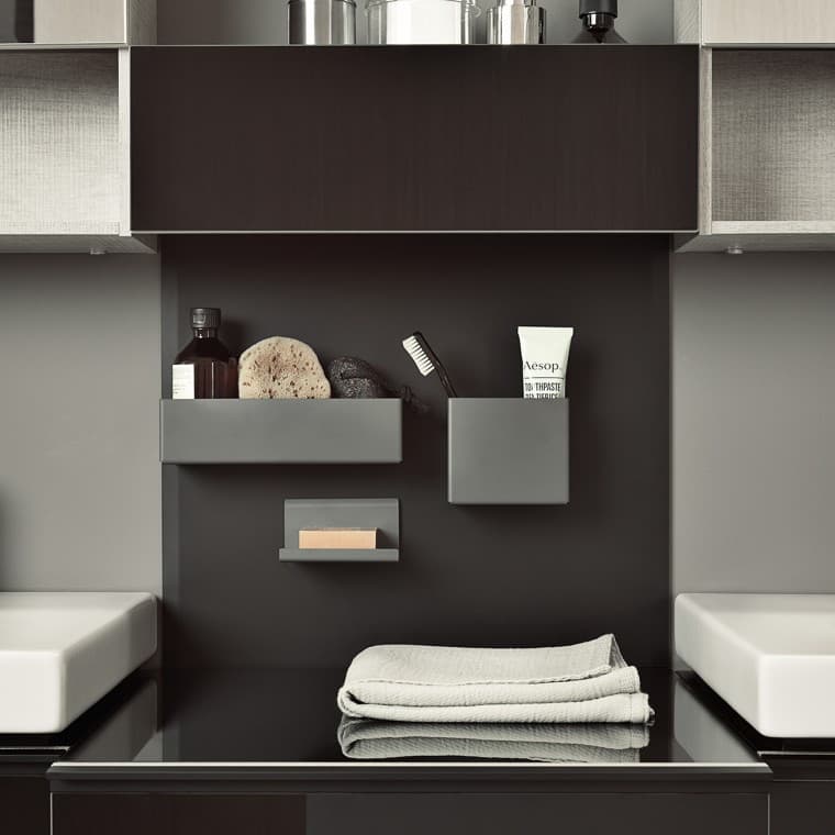 Magnetic board from Geberit with practical storage boxes Magnetic board from Geberit with practical storage boxes