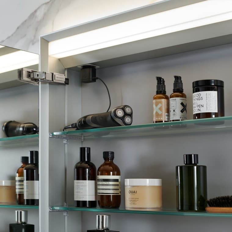Open Geberit ONE mirror cabinet with ComfortLight Open Geberit ONE mirror cabinet with ComfortLight