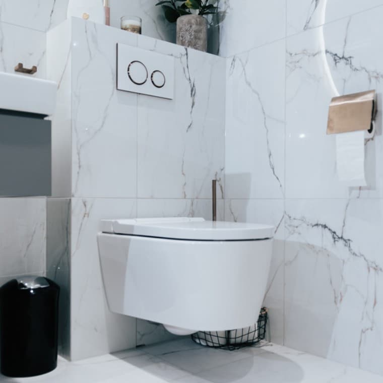 The Geberit AquaClean shower toilet, combined with the Sigma21 actuator plate The Geberit AquaClean shower toilet, combined with the Sigma21 actuator plate