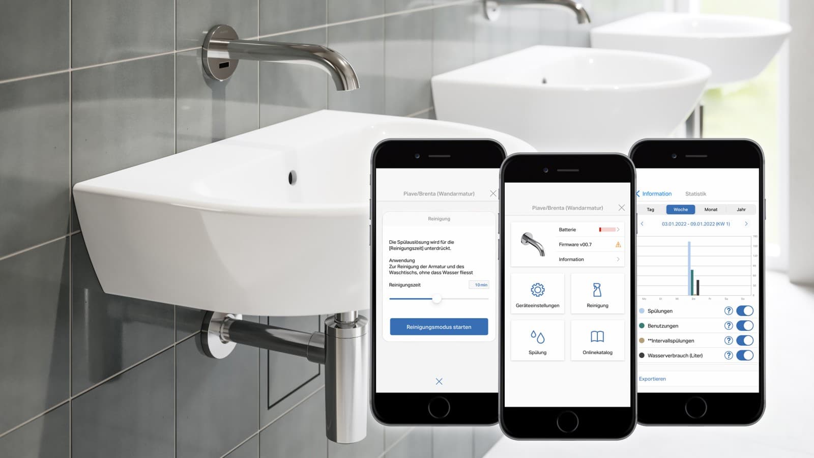 Setting washbasin taps with Geberit Control Setting washbasin taps with Geberit Control