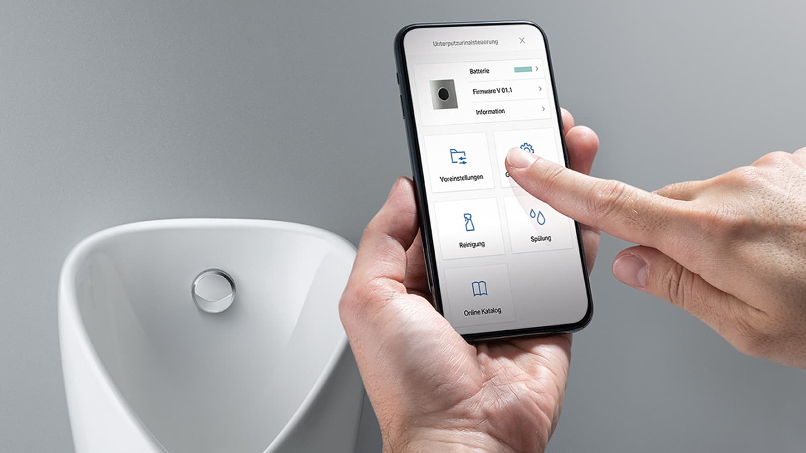 Setting urinal flush controls with Geberit Control Setting urinal flush controls with Geberit Control