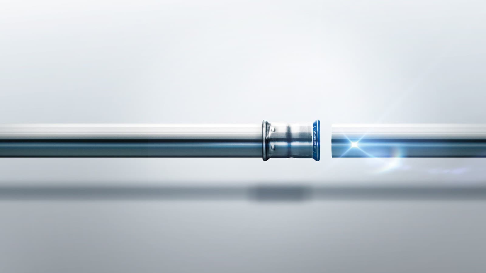 Geberit Mapress Stainless Steel fitting with blue pressing indicator Geberit Mapress Stainless Steel fitting with blue pressing indicator