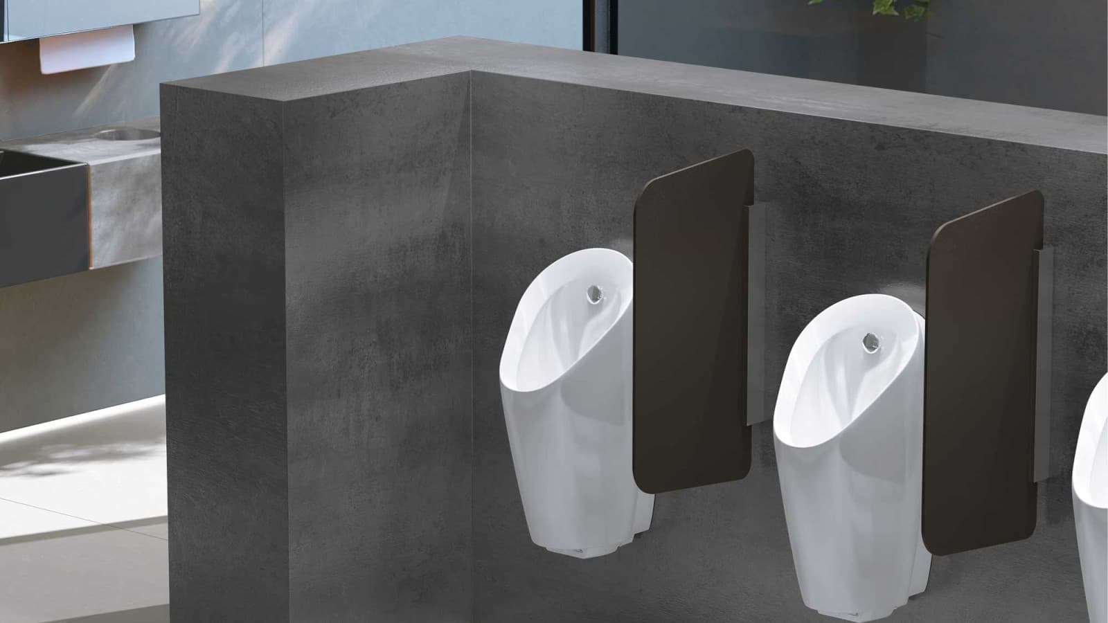 Geberit Preda urinal in a public sanitary room Geberit Preda urinal in a public sanitary room